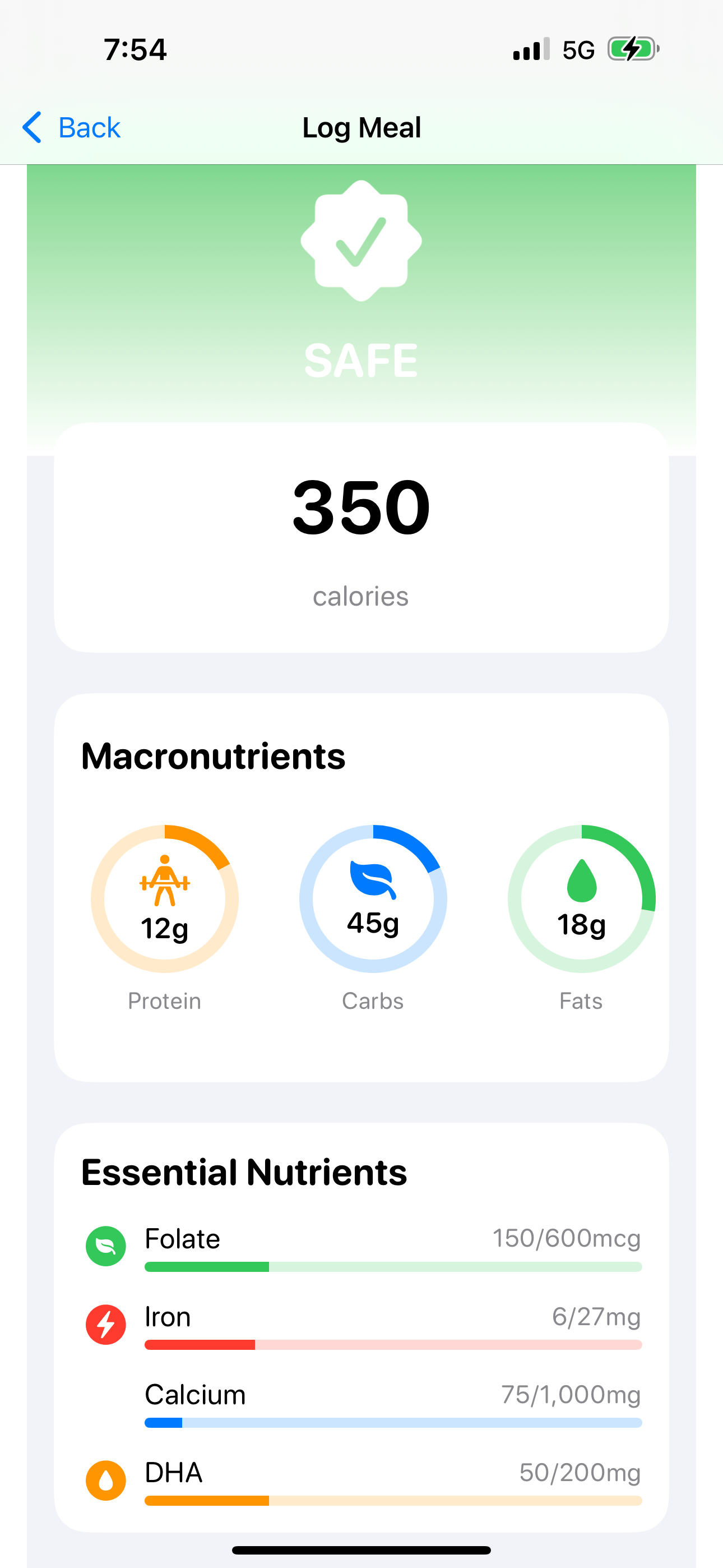 Meal Tracking Screen