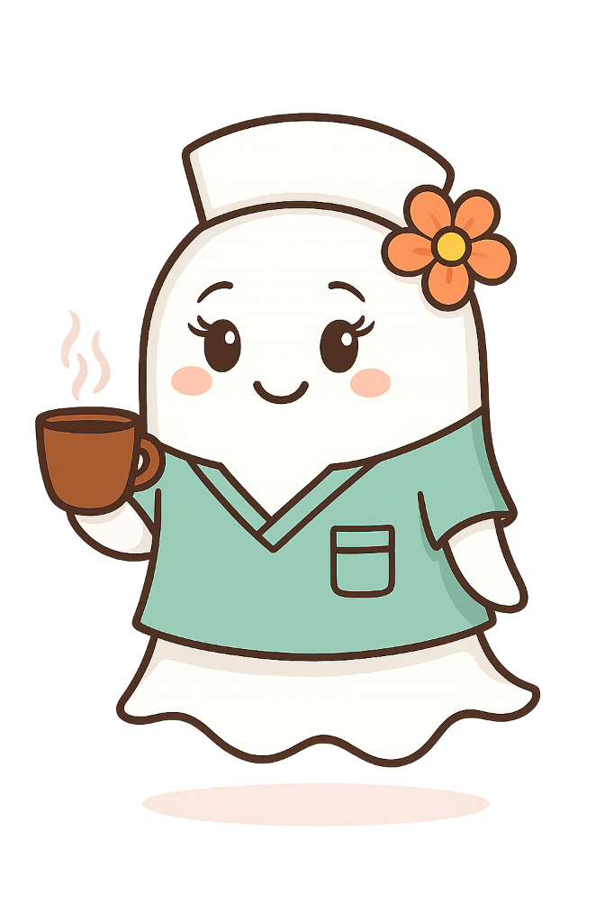Nurse mascot with coffee