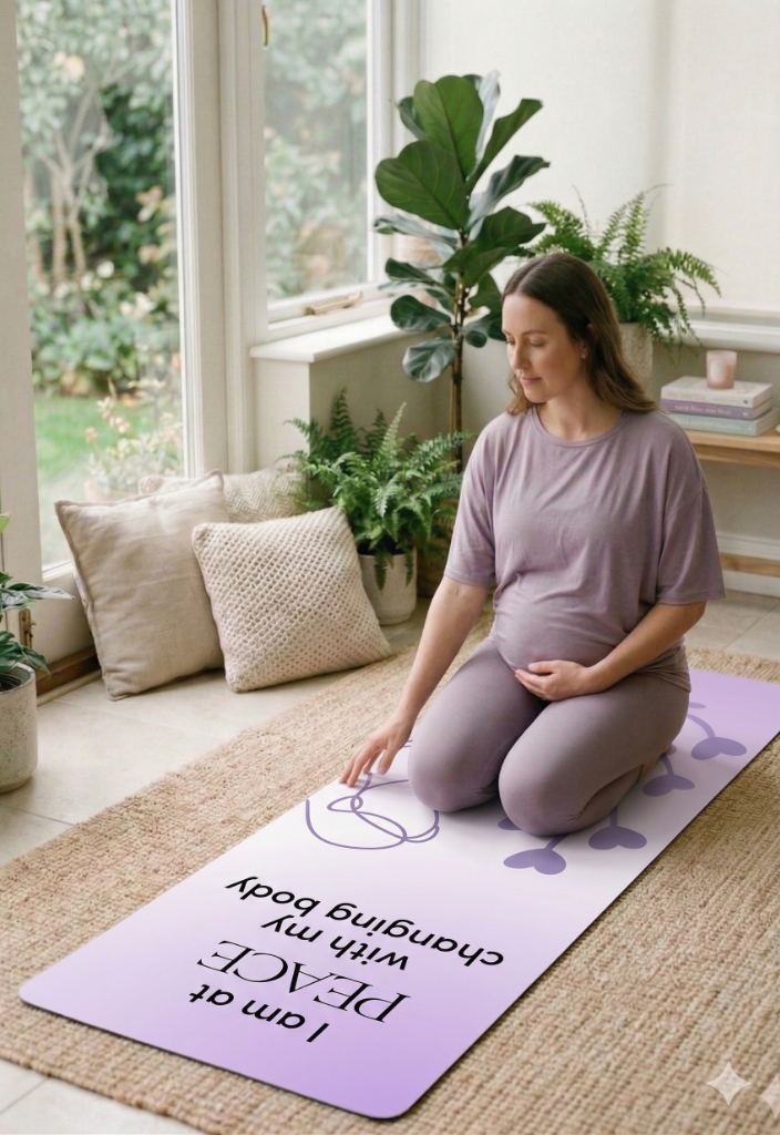 Pregnancy Affirmation Yoga Mat shoot photo 1